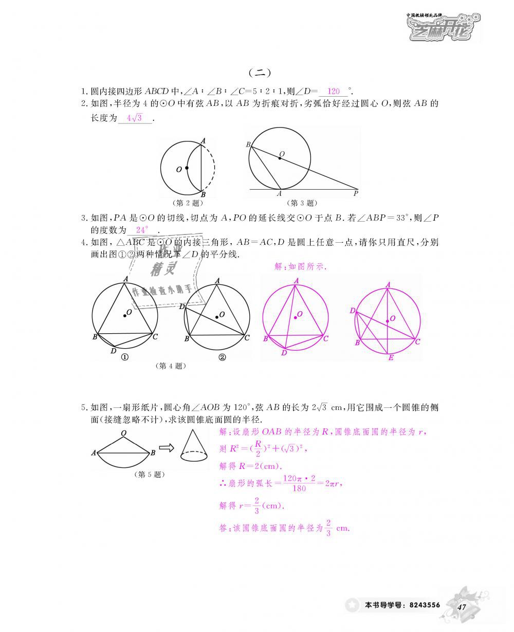 2018年数学作业本九年级全一册人教版江西教育出版社 第48页