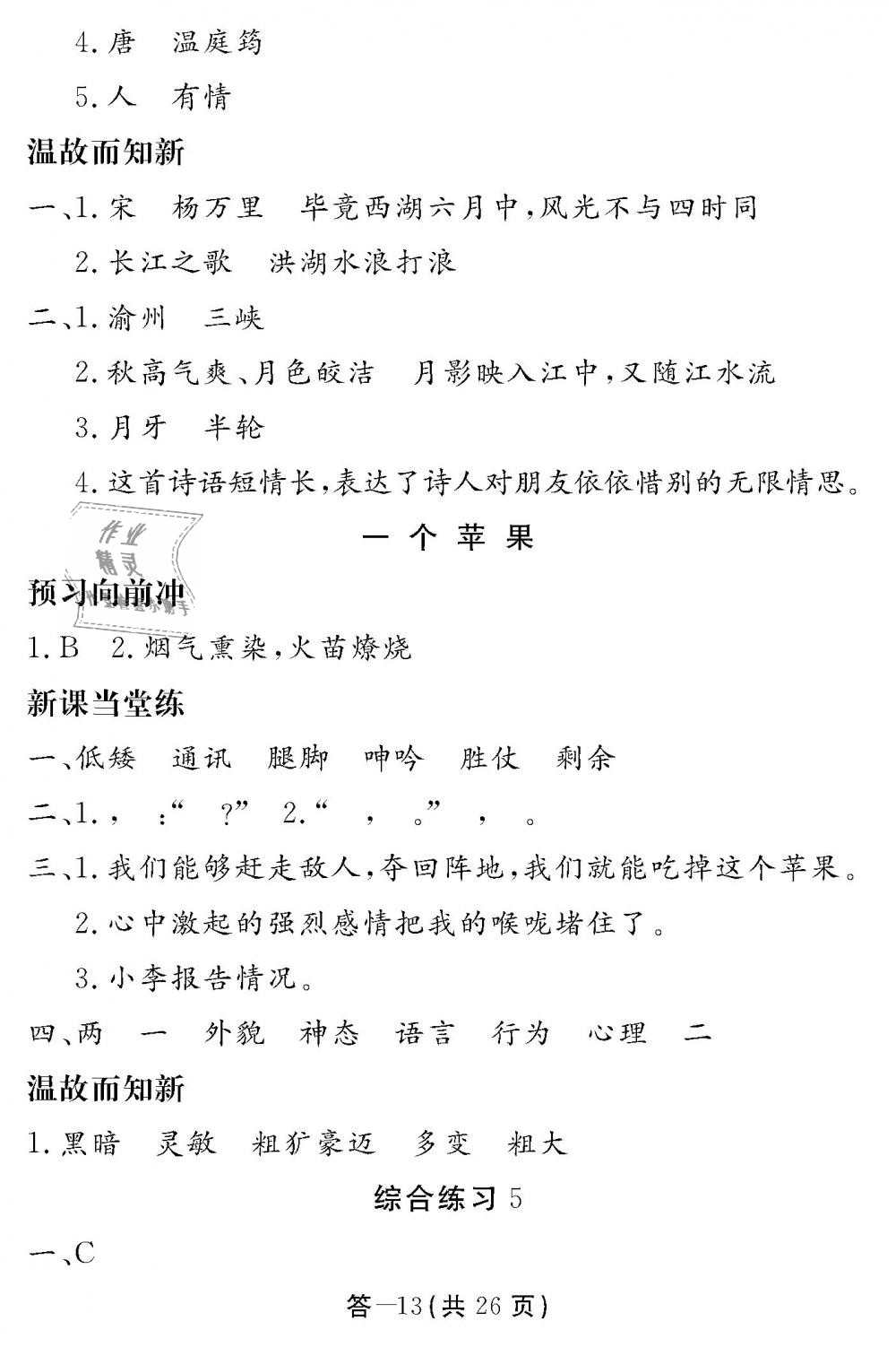 2018年語文作業(yè)本五年級上冊北師大版江西教育出版社 第13頁