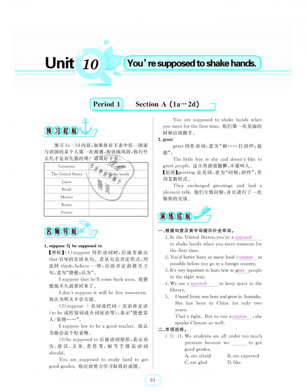 2018年領(lǐng)航新課標(biāo)練習(xí)冊九年級英語全一冊人教版 第84頁