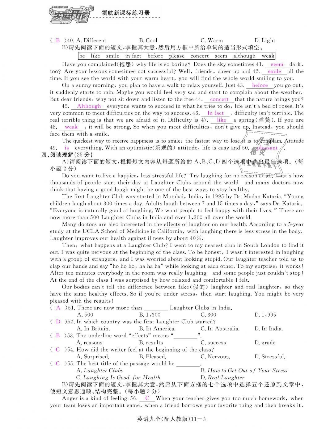 2018年領(lǐng)航新課標(biāo)練習(xí)冊(cè)九年級(jí)英語全一冊(cè)人教版 第171頁