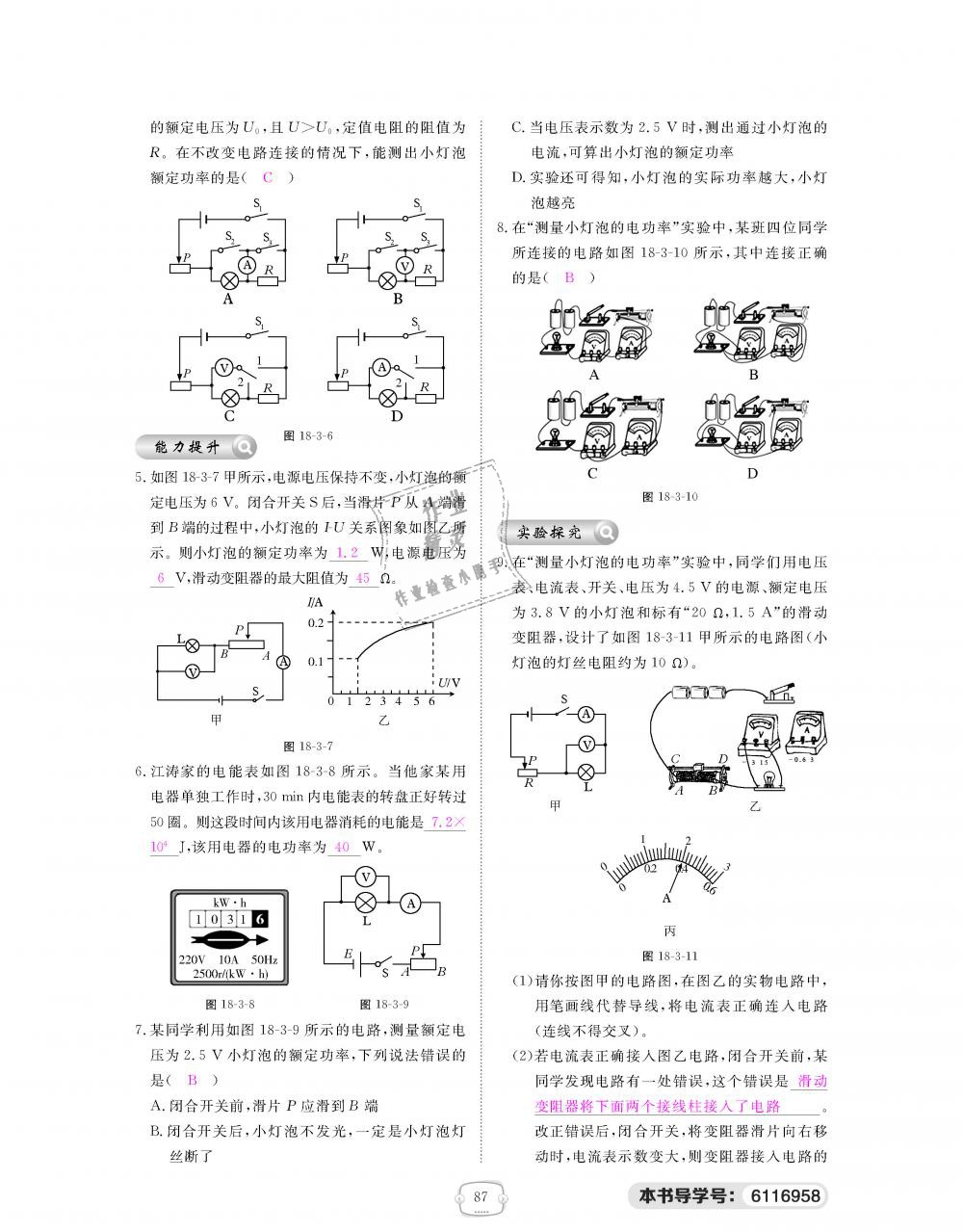 2018年領(lǐng)航新課標練習冊九年級物理全一冊人教版 第87頁