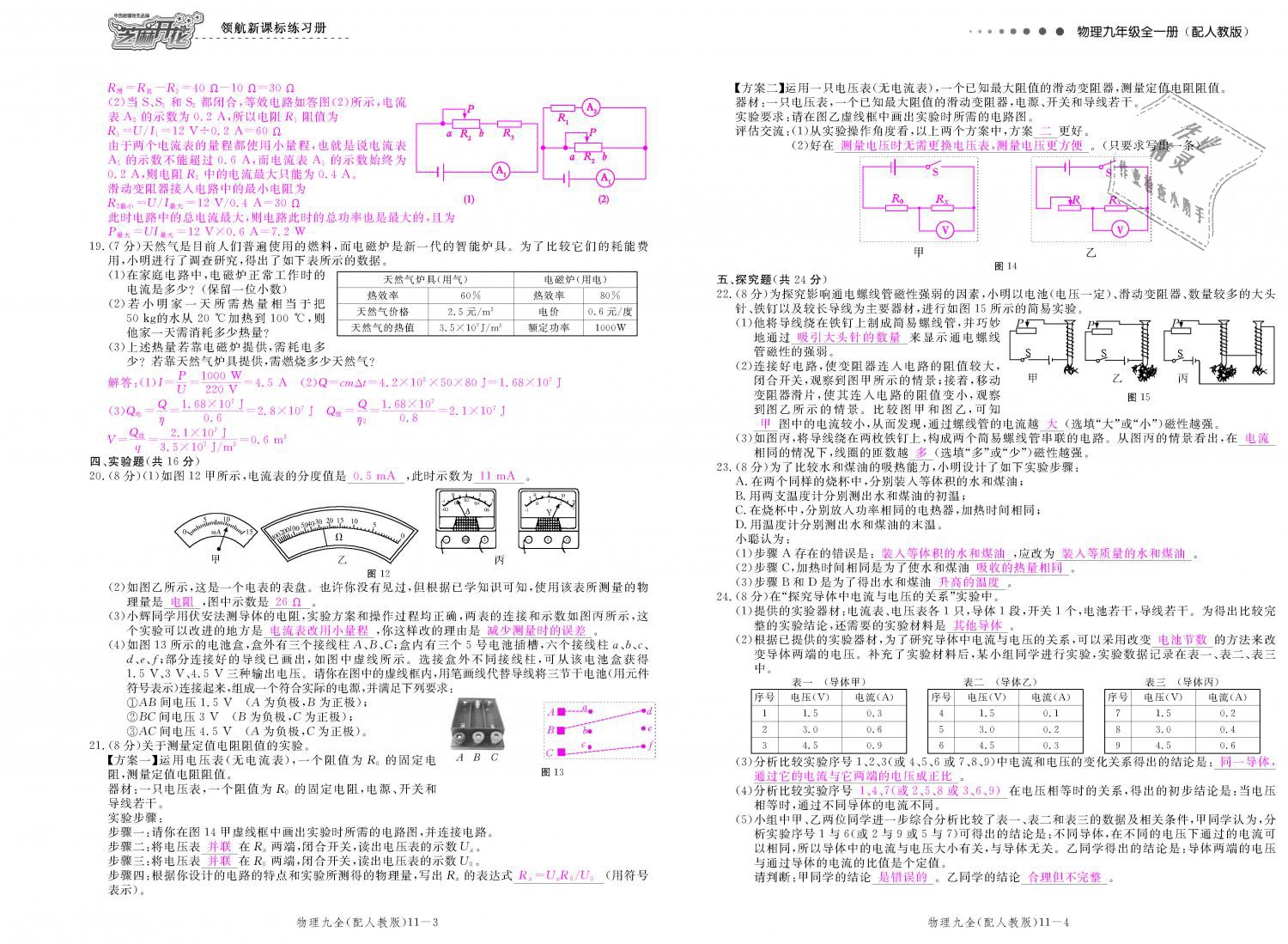 2018年領(lǐng)航新課標(biāo)練習(xí)冊九年級(jí)物理全一冊人教版 第165頁