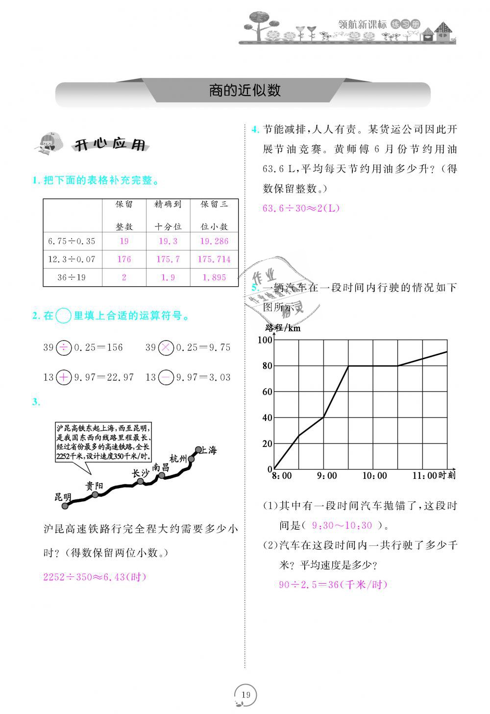 2018年領(lǐng)航新課標練習(xí)冊五年級數(shù)學(xué)上冊人教版 第19頁