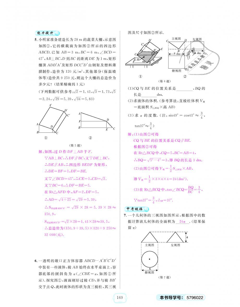 2018年領(lǐng)航新課標練習冊九年級數(shù)學全一冊人教版 第169頁