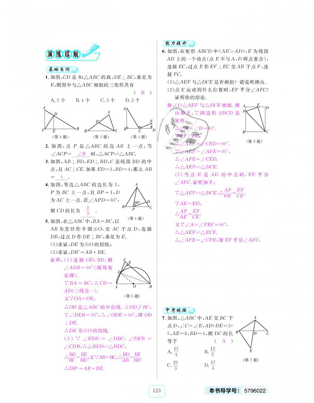 2018年領(lǐng)航新課標(biāo)練習(xí)冊九年級數(shù)學(xué)全一冊人教版 第123頁