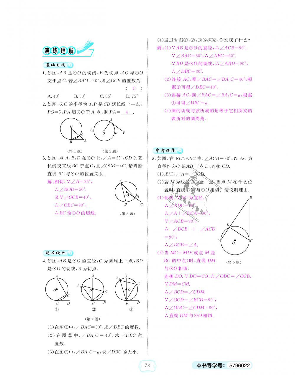 2018年領(lǐng)航新課標(biāo)練習(xí)冊(cè)九年級(jí)數(shù)學(xué)全一冊(cè)人教版 第73頁