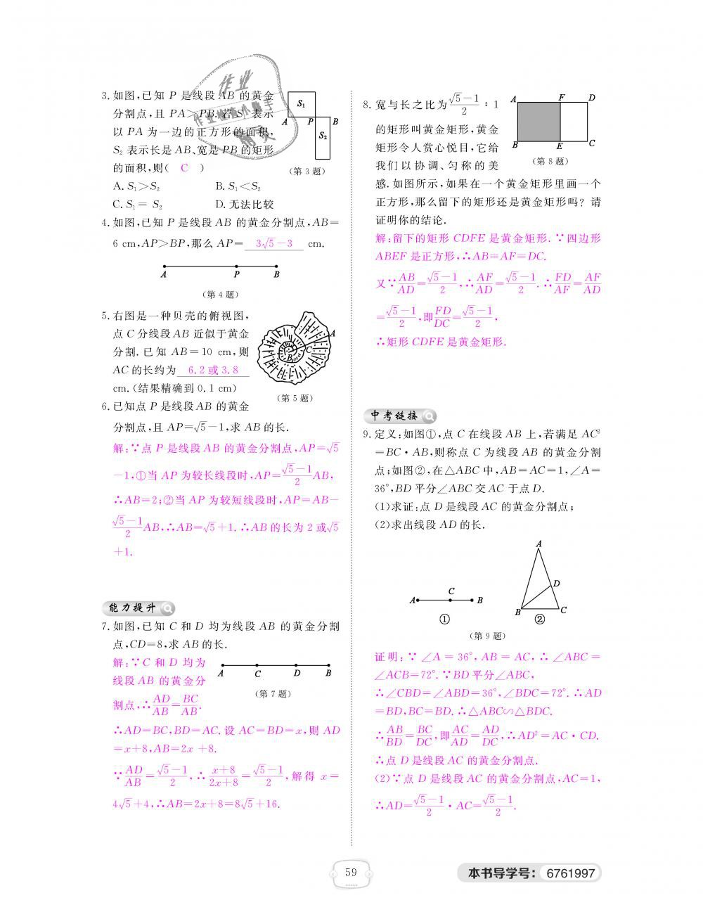 2018年領航新課標練習冊九年級數學全一冊北師大版 第59頁