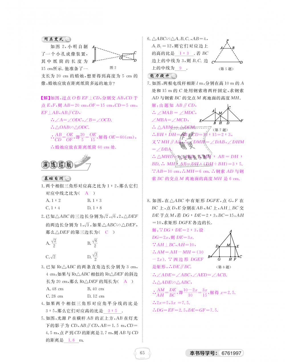 2018年領(lǐng)航新課標(biāo)練習(xí)冊九年級數(shù)學(xué)全一冊北師大版 第65頁