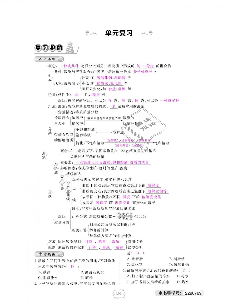 2018年領(lǐng)航新課標練習冊九年級化學全一冊人教版 第109頁