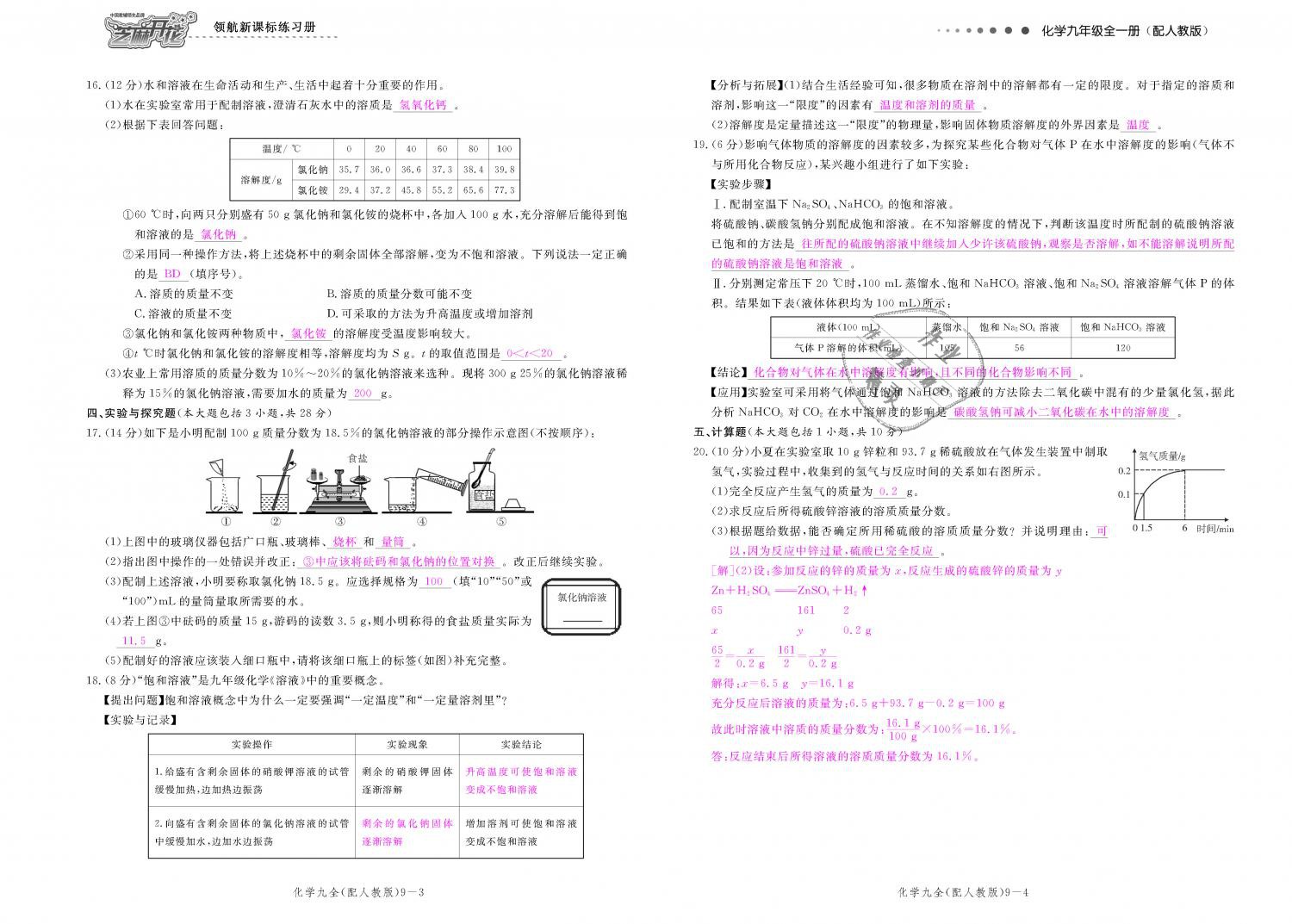 2018年領(lǐng)航新課標(biāo)練習(xí)冊(cè)九年級(jí)化學(xué)全一冊(cè)人教版 第158頁