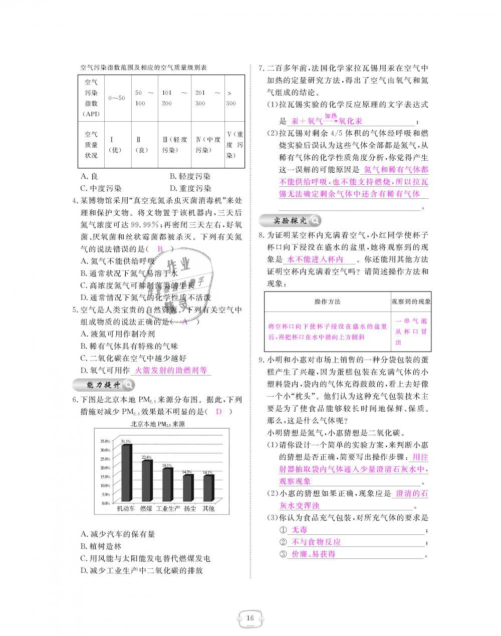 2018年領(lǐng)航新課標(biāo)練習(xí)冊九年級化學(xué)全一冊人教版 第16頁