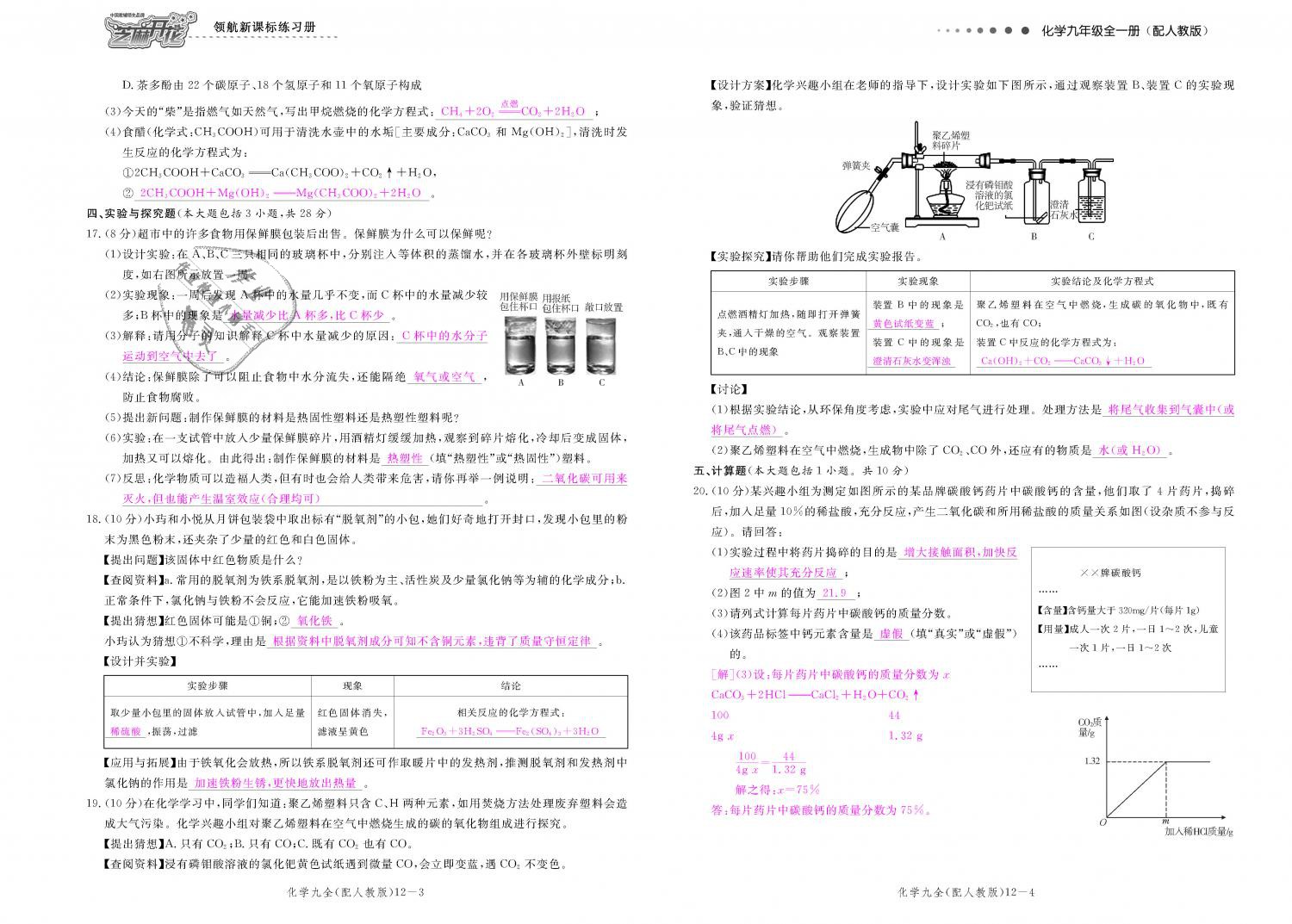 2018年領(lǐng)航新課標(biāo)練習(xí)冊九年級化學(xué)全一冊人教版 第164頁