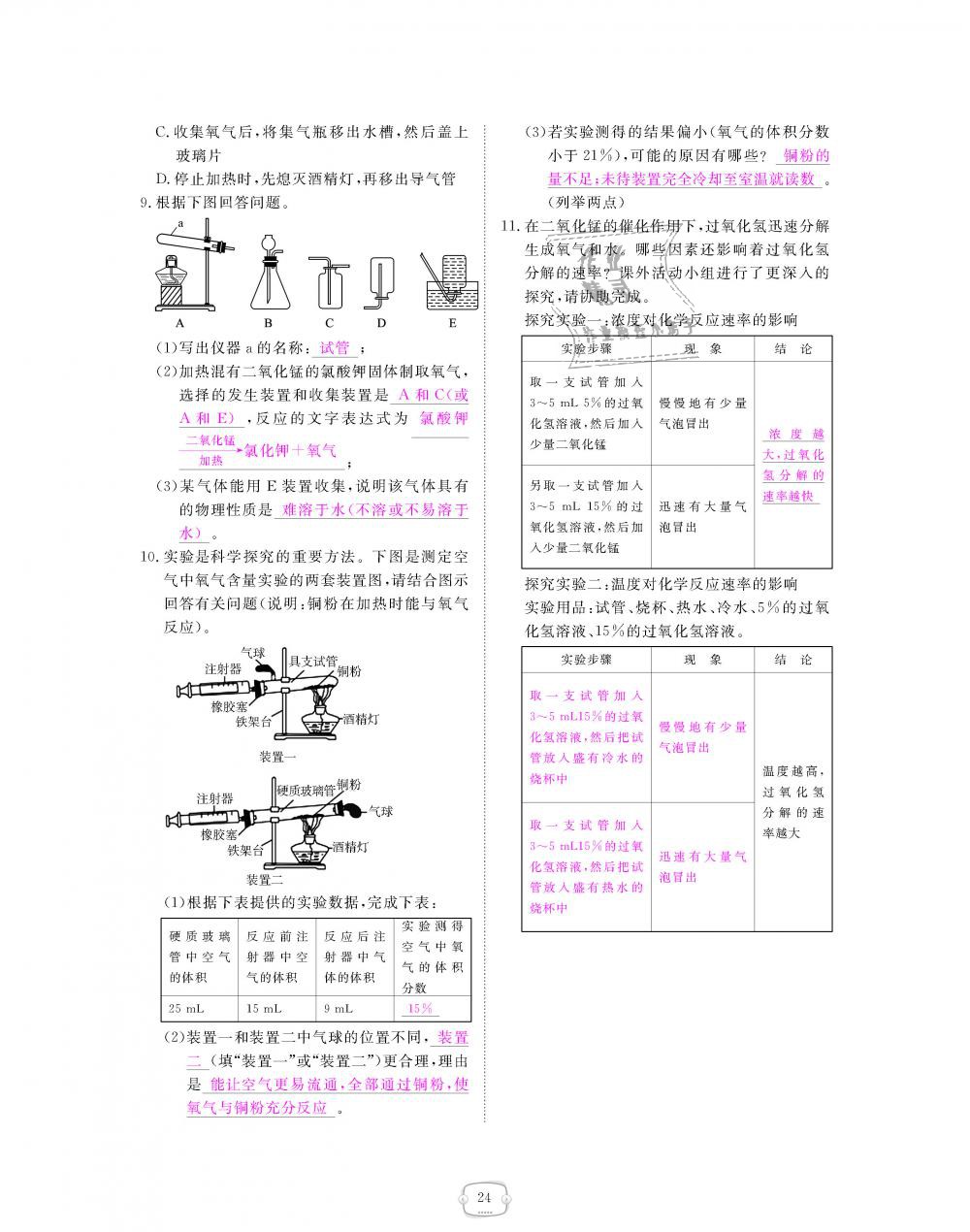 2018年領(lǐng)航新課標(biāo)練習(xí)冊(cè)九年級(jí)化學(xué)全一冊(cè)人教版 第24頁(yè)