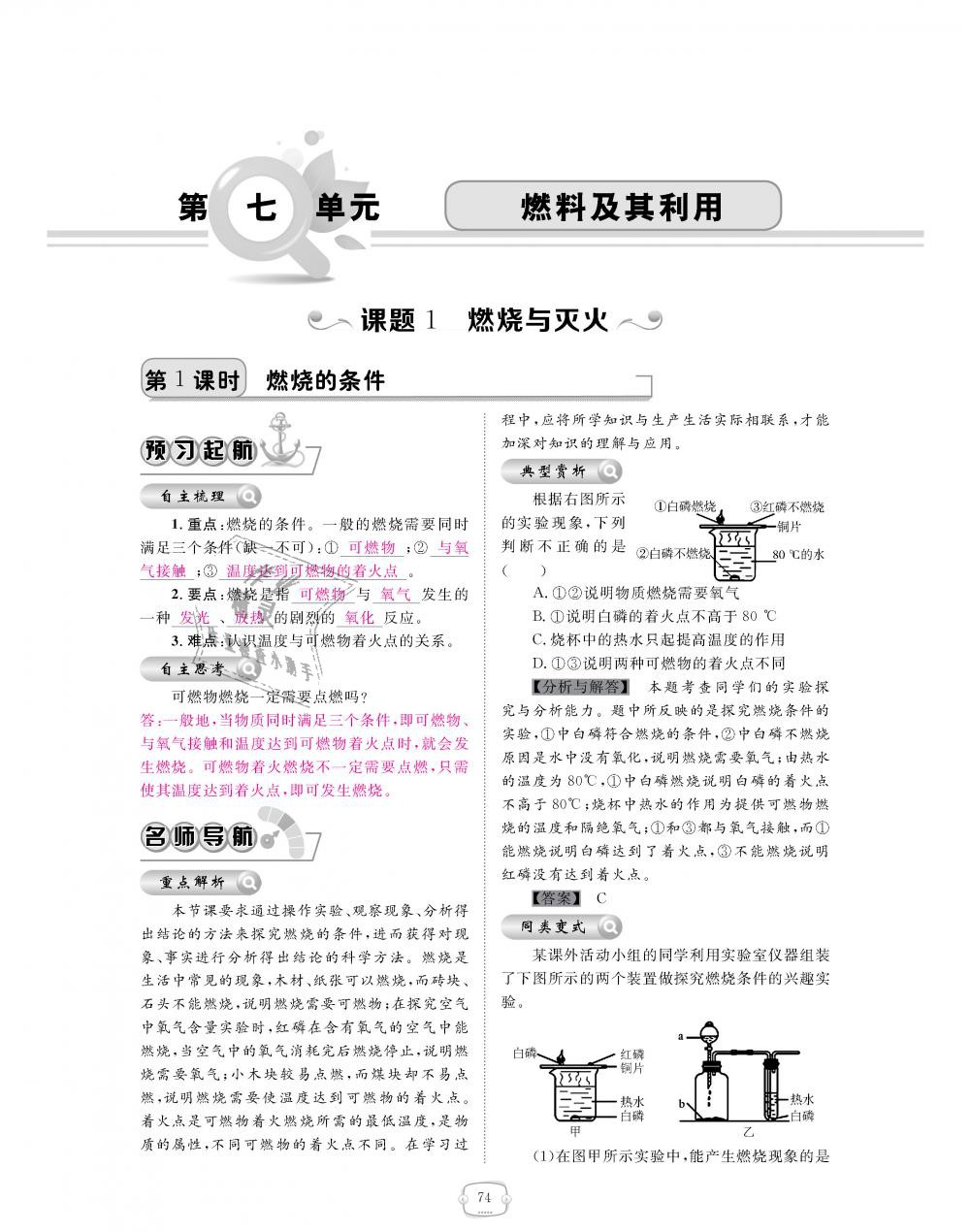 2018年領(lǐng)航新課標(biāo)練習(xí)冊(cè)九年級(jí)化學(xué)全一冊(cè)人教版 第74頁(yè)