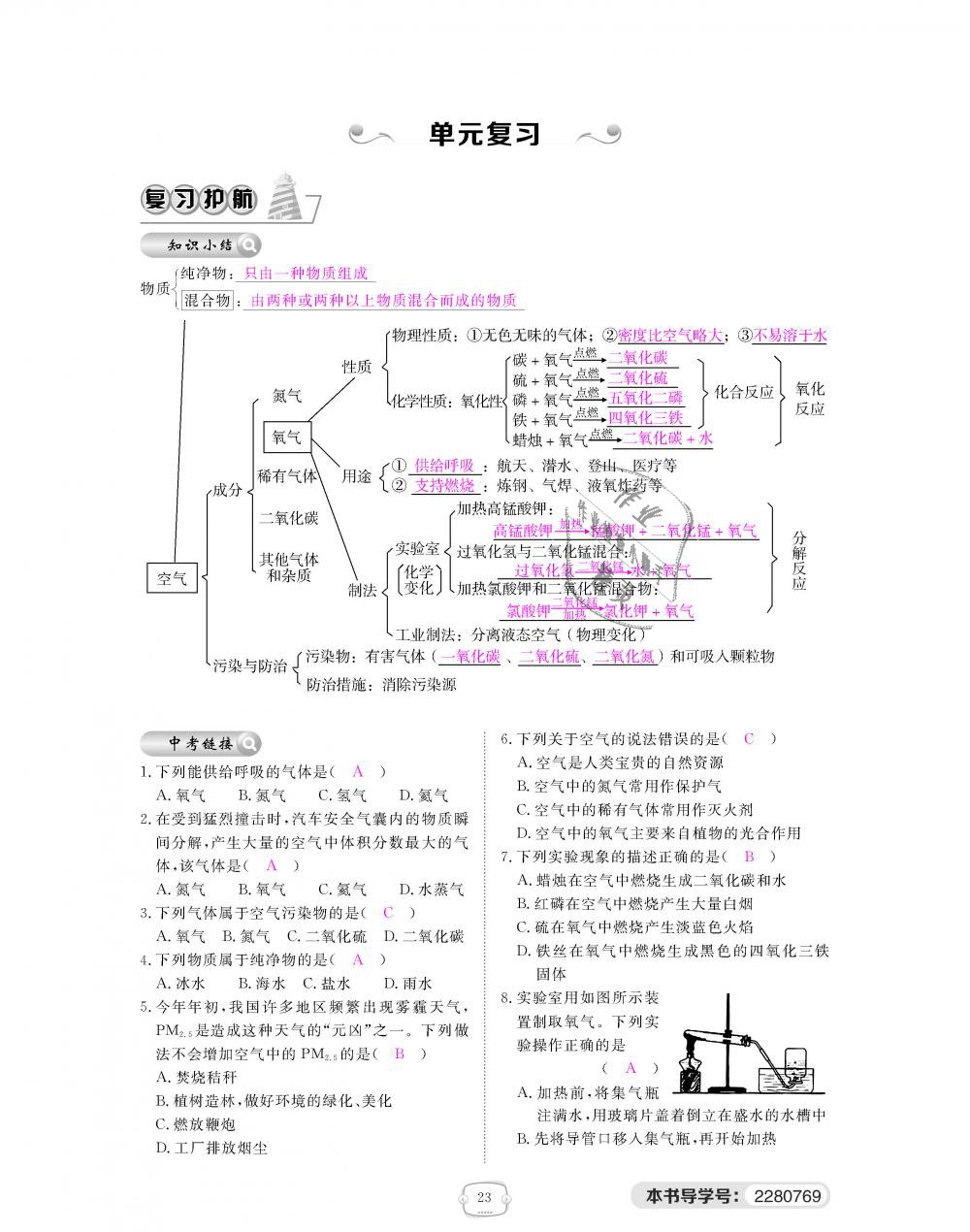 2018年領(lǐng)航新課標(biāo)練習(xí)冊九年級化學(xué)全一冊人教版 第23頁