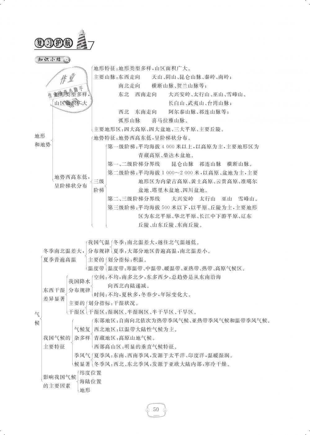 2018年領(lǐng)航新課標(biāo)練習(xí)冊(cè)八年級(jí)地理上冊(cè)人教版 第50頁(yè)