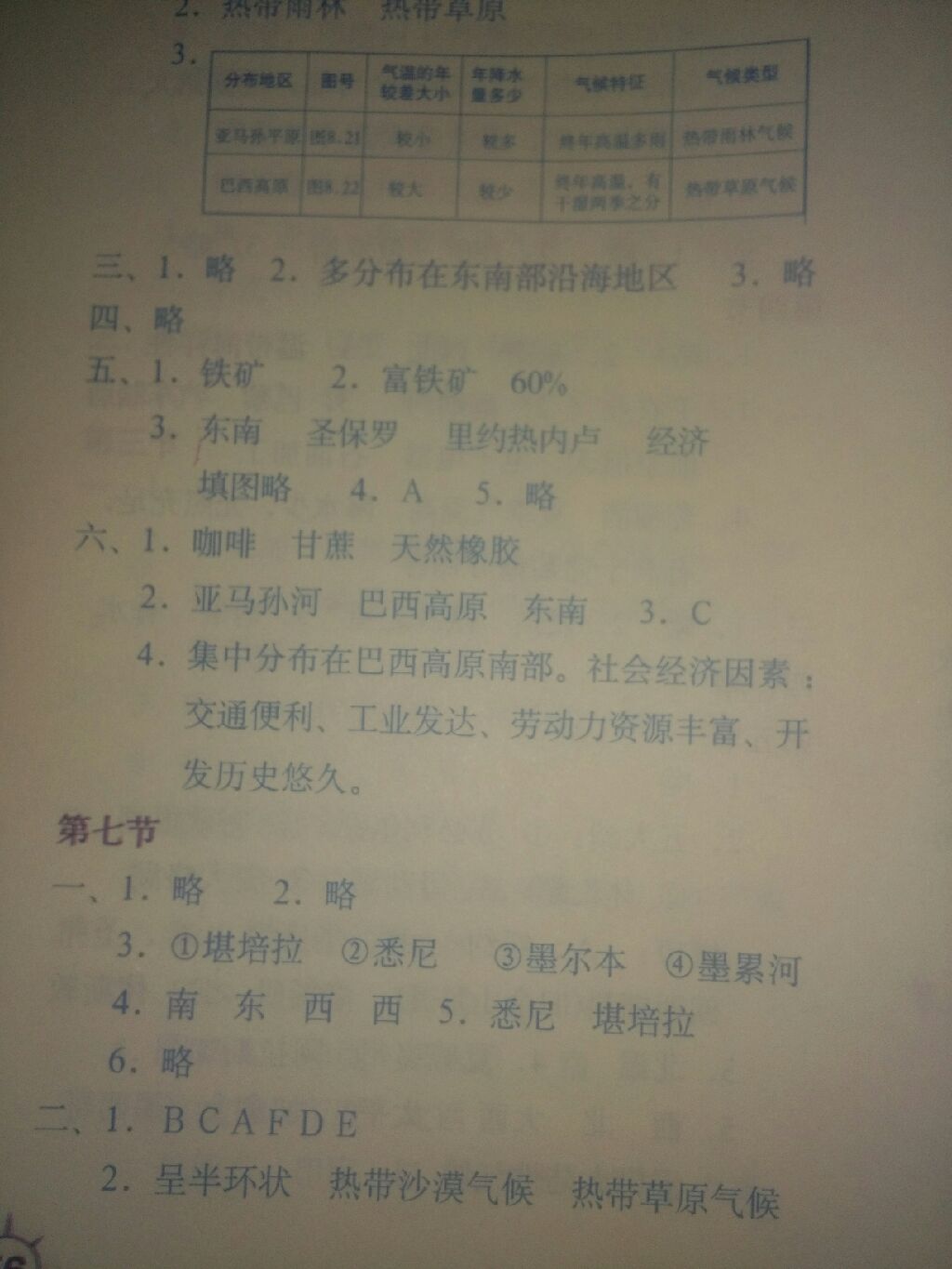 2019地理填充图册七年级下册中国地图出版社 参考答案第14页