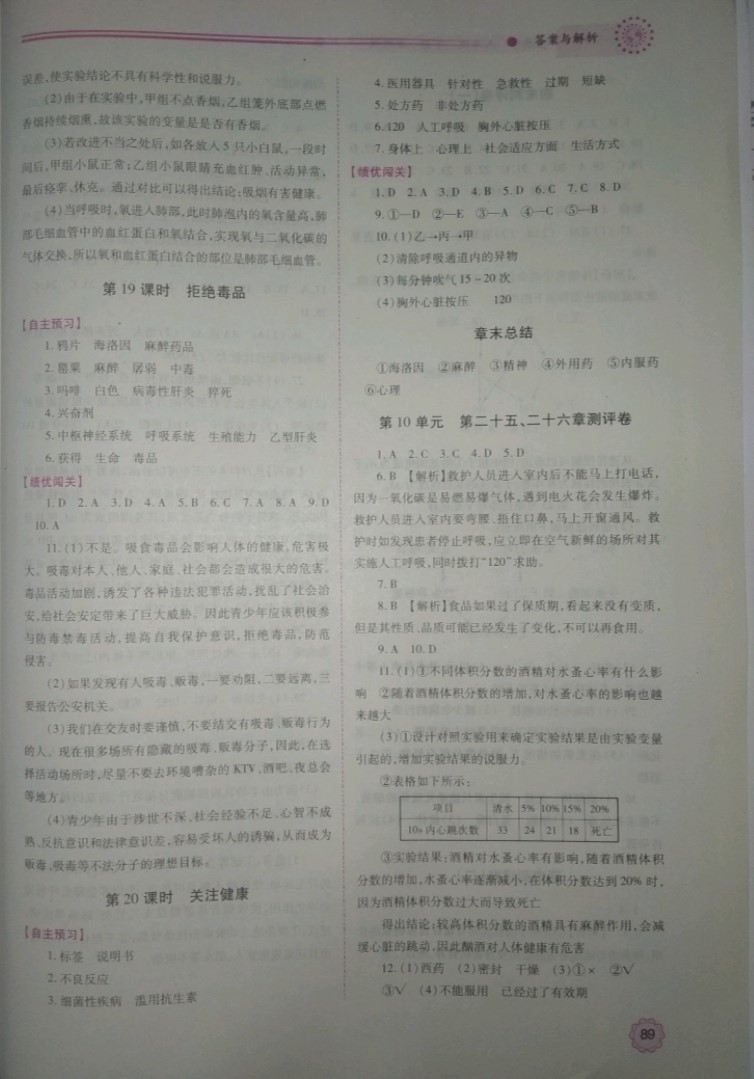 2019績(jī)優(yōu)學(xué)案八年級(jí)生物學(xué)下冊(cè)蘇教版 參考答案第9頁(yè)