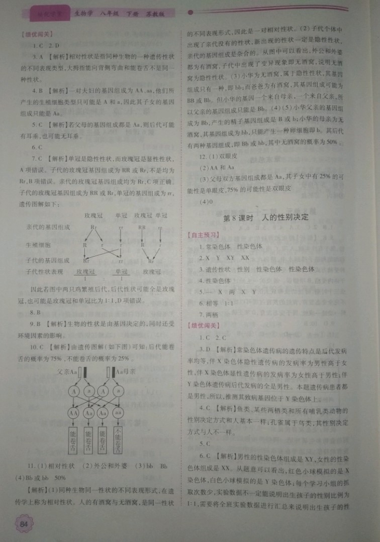 2019績(jī)優(yōu)學(xué)案八年級(jí)生物學(xué)下冊(cè)蘇教版 參考答案第4頁(yè)