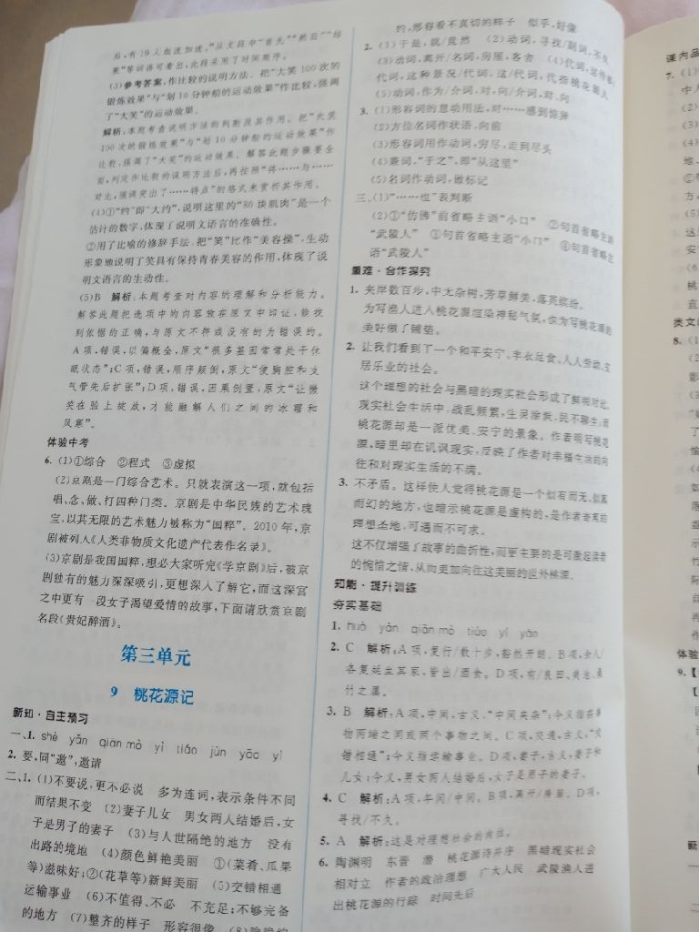 2019年初中同步学习目标与检测八年级语文下册人教版 参考答案第10页