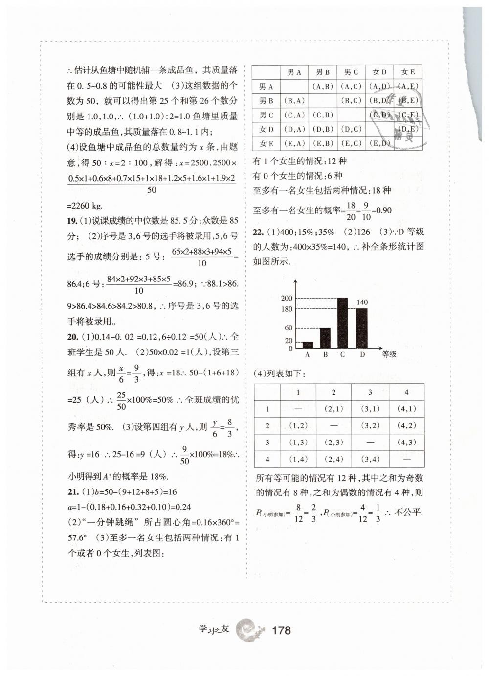 2019學(xué)習(xí)之友九年級數(shù)學(xué)下冊人教版 參考答案第38頁