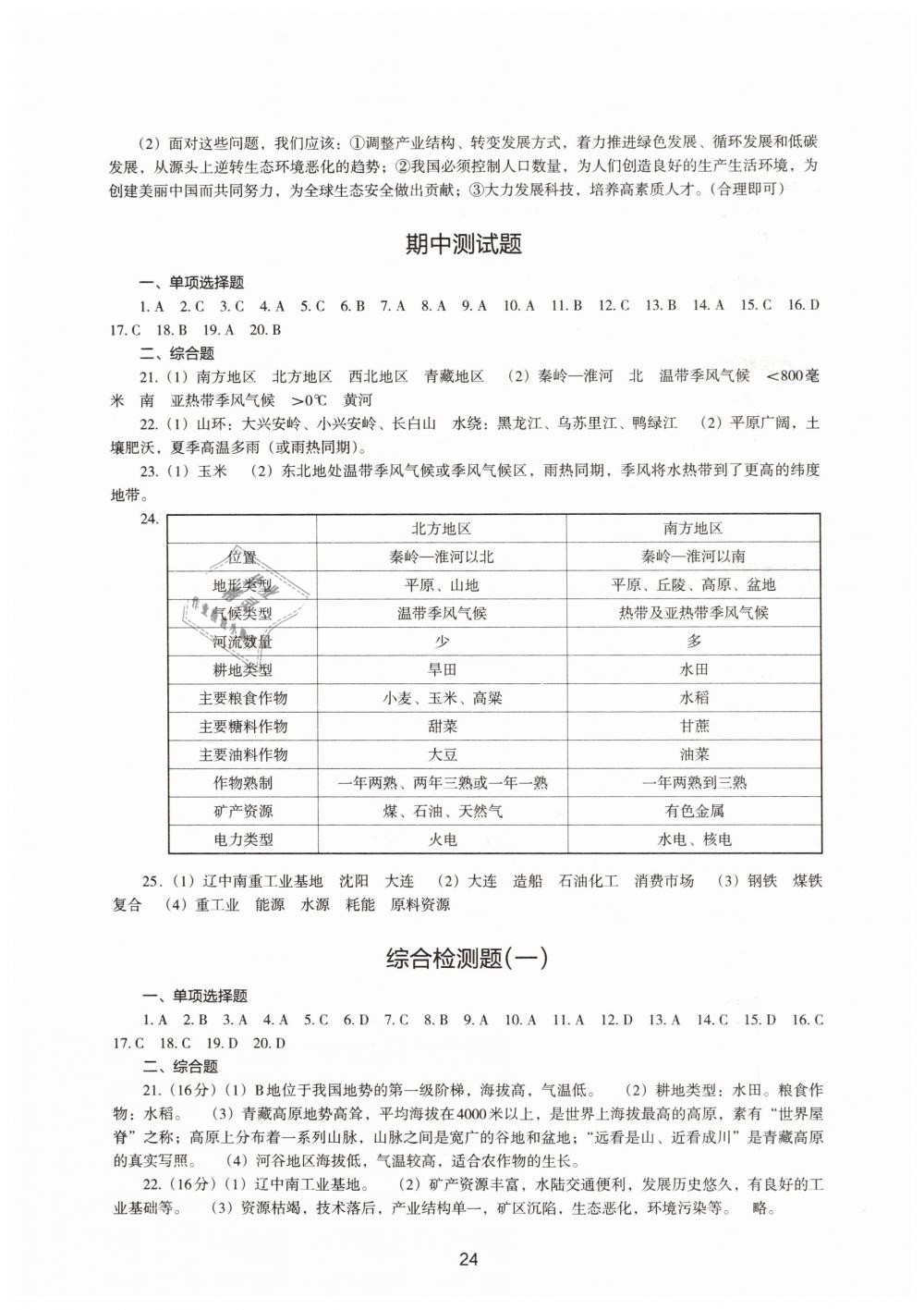 2019地理新編助學(xué)讀本八年級(jí)下冊(cè)人教版 參考答案第22頁(yè)