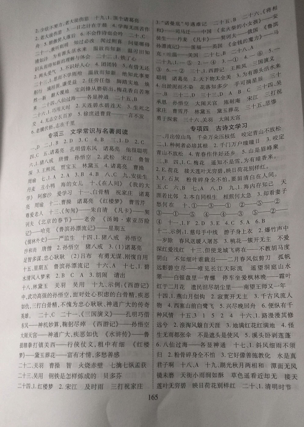 2019年全国百所著名中学小升初招生分班真题分类卷语文 参考答案第5页