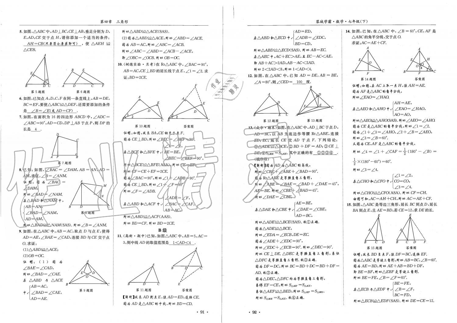 2019蓉城學(xué)霸七年級數(shù)學(xué)下冊北師大版 參考答案第46頁