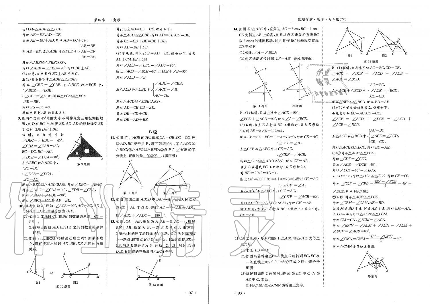 2019蓉城學(xué)霸七年級(jí)數(shù)學(xué)下冊(cè)北師大版 參考答案第49頁(yè)