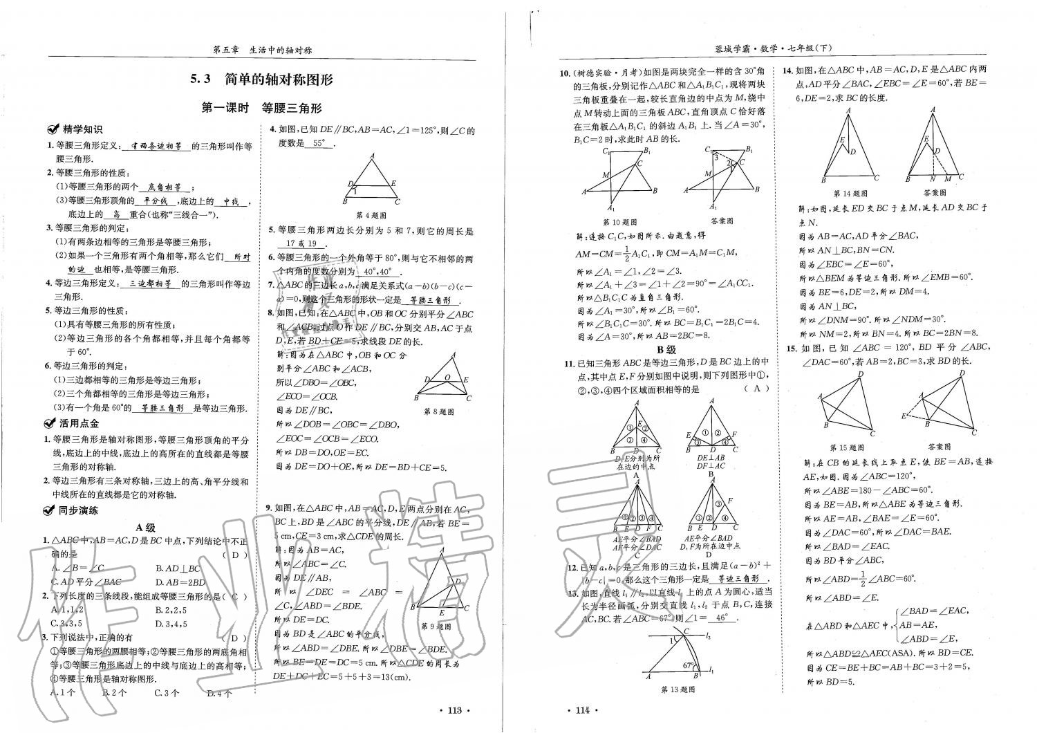 2019蓉城學(xué)霸七年級數(shù)學(xué)下冊北師大版 參考答案第57頁