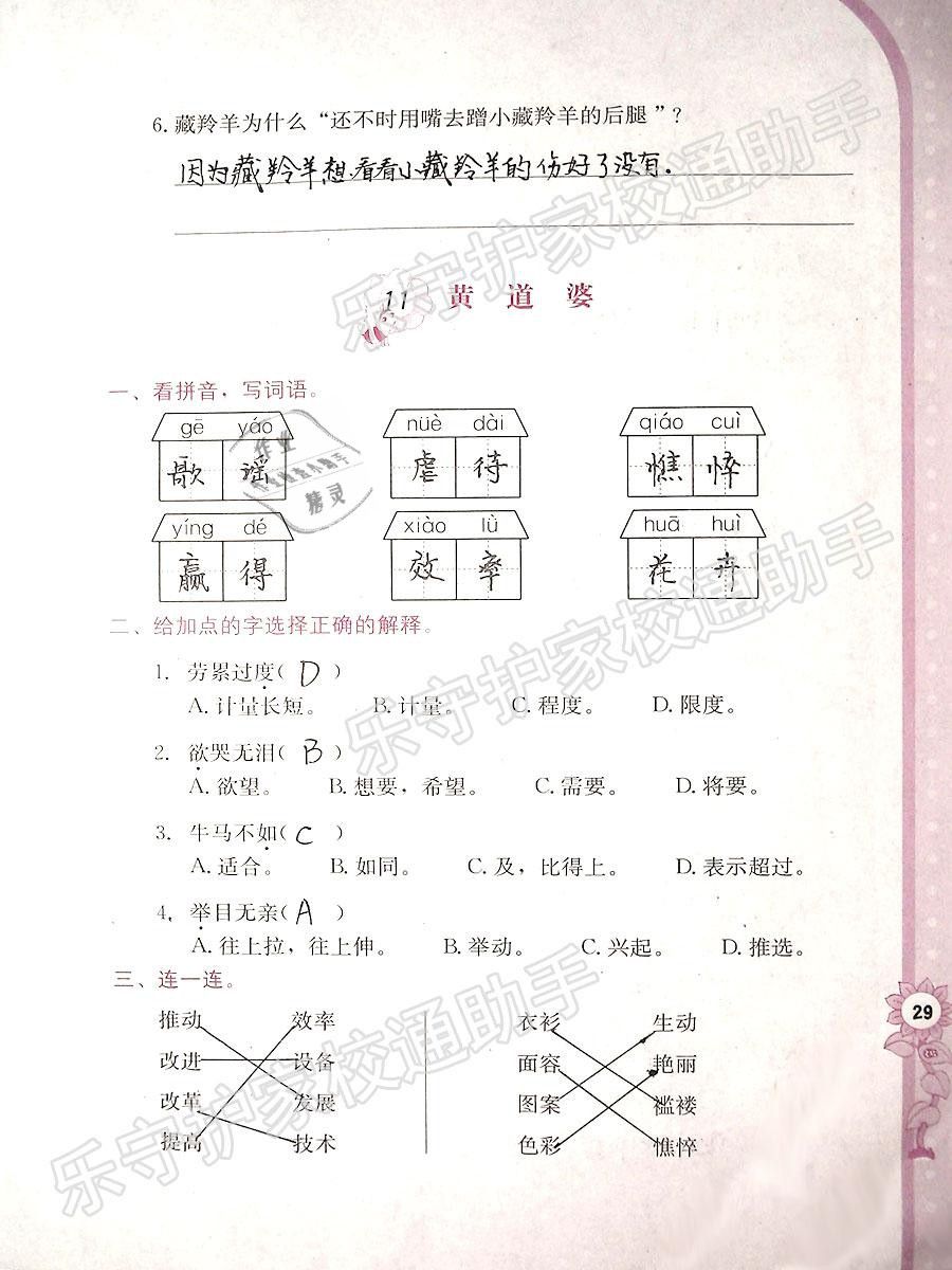 2019年學習與鞏固五年級語文下冊語文S版 參考答案第29頁