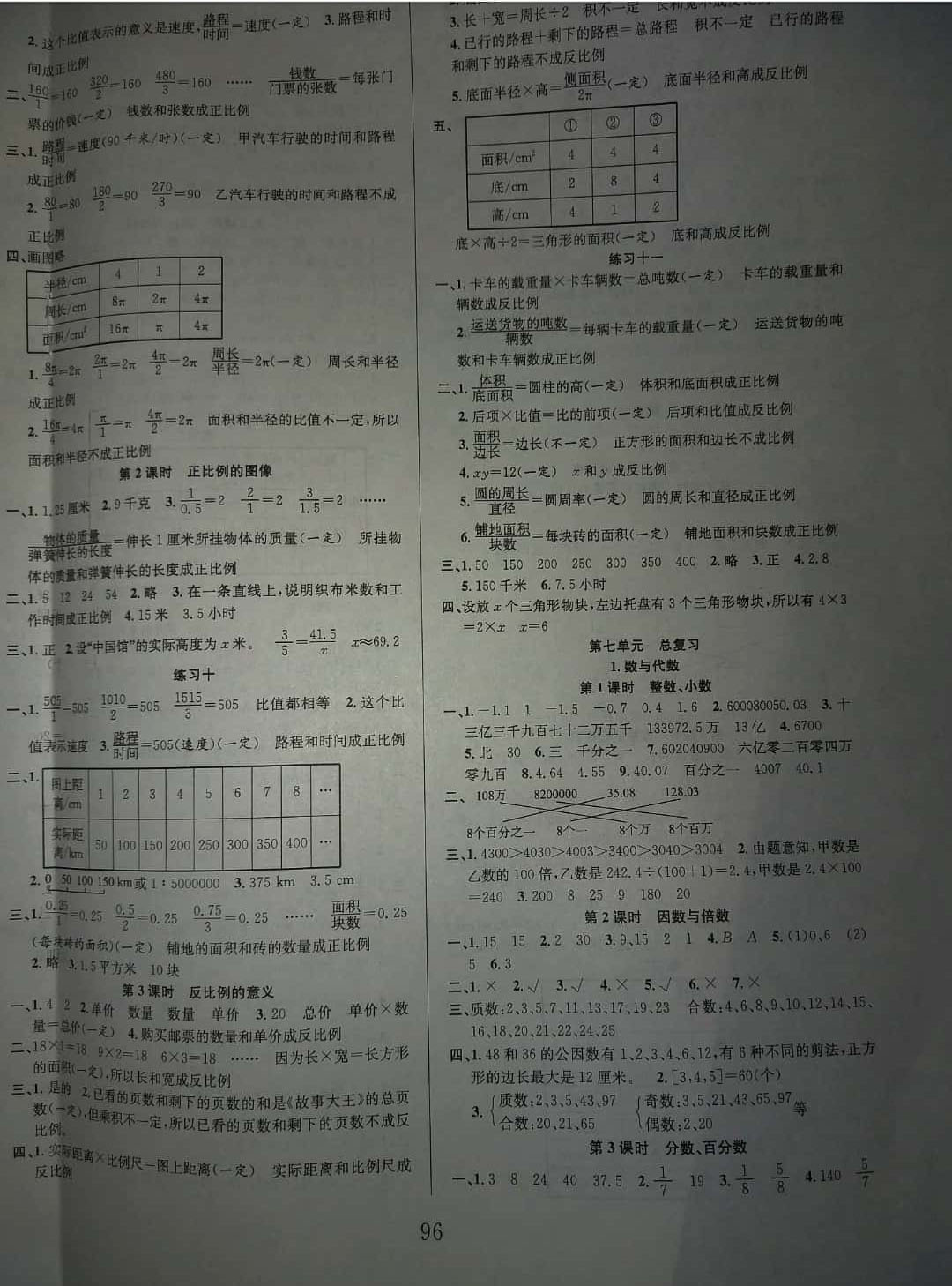 2019年阳光课堂课时作业六年级数学下册苏教版 参考答案第4页