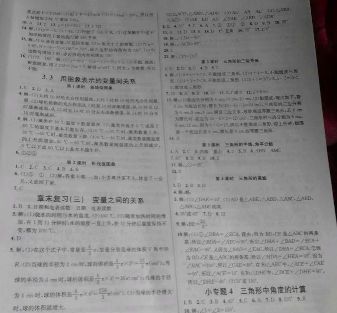 2019年名校課堂七年級數學下冊北師大版河南專版 參考答案第9頁