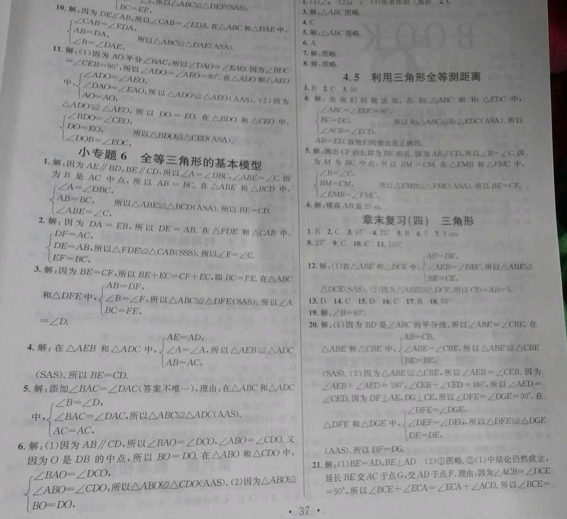 2019年名校課堂七年級數(shù)學下冊北師大版河南專版 參考答案第14頁