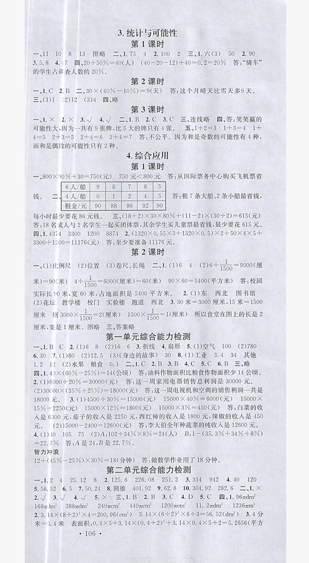 2019年名校課堂六年級數(shù)學(xué)下冊蘇教版 參考答案第11頁