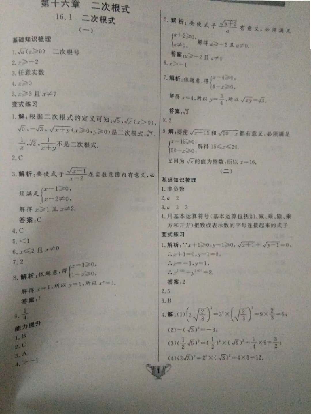 2019年實(shí)驗(yàn)教材新學(xué)案八年級(jí)數(shù)學(xué)下冊(cè)人教版 第1頁(yè)