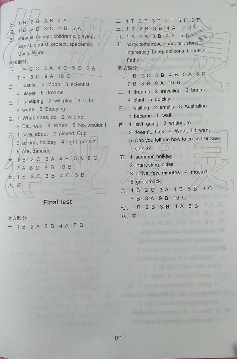 2019年課課練小學(xué)英語(yǔ)AB卷六年級(jí)英語(yǔ)下冊(cè)譯林版 參考答案第8頁(yè)