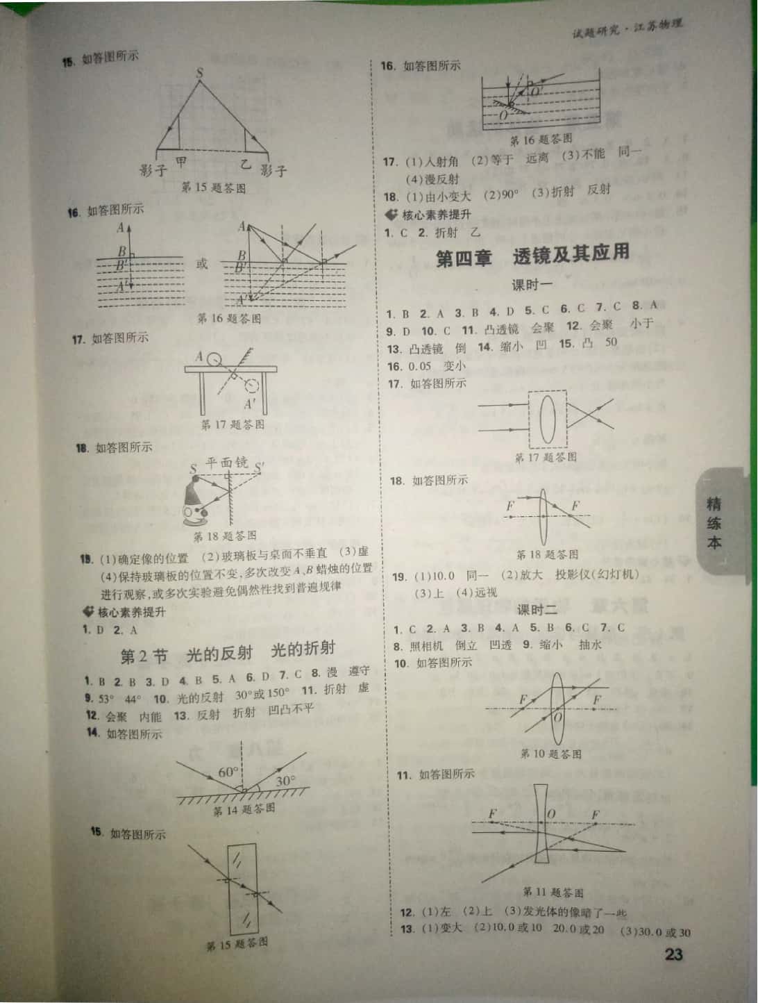 2019年萬(wàn)唯教育中考試題研究物理中考用書江蘇專版 參考答案第23頁(yè)