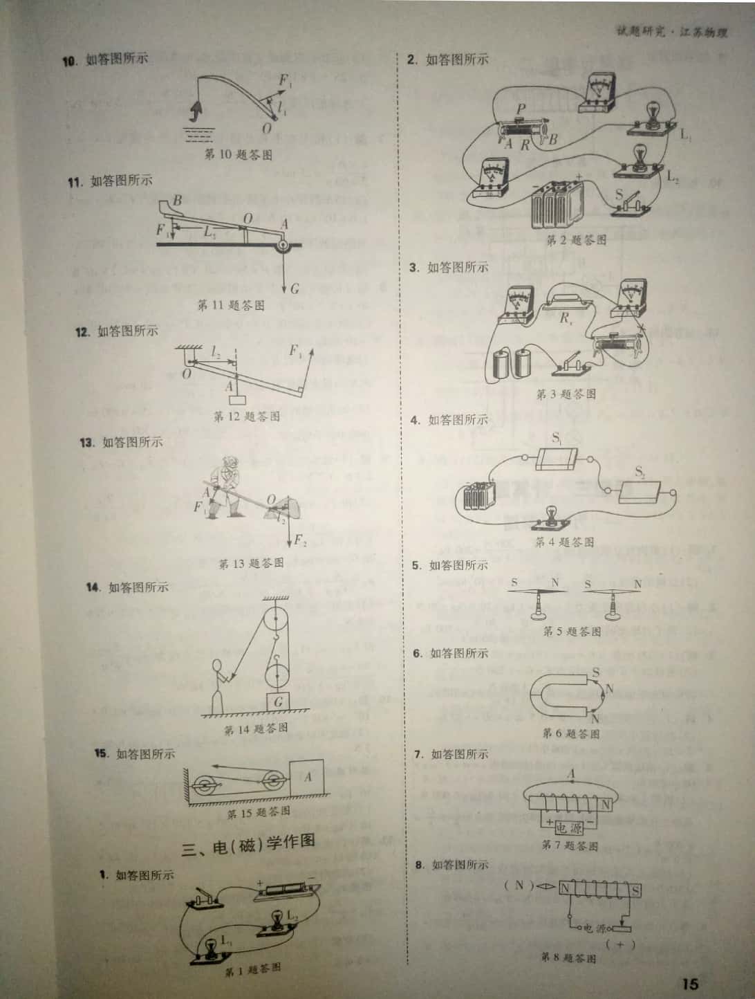 2019年萬唯教育中考試題研究物理中考用書江蘇專版 參考答案第15頁