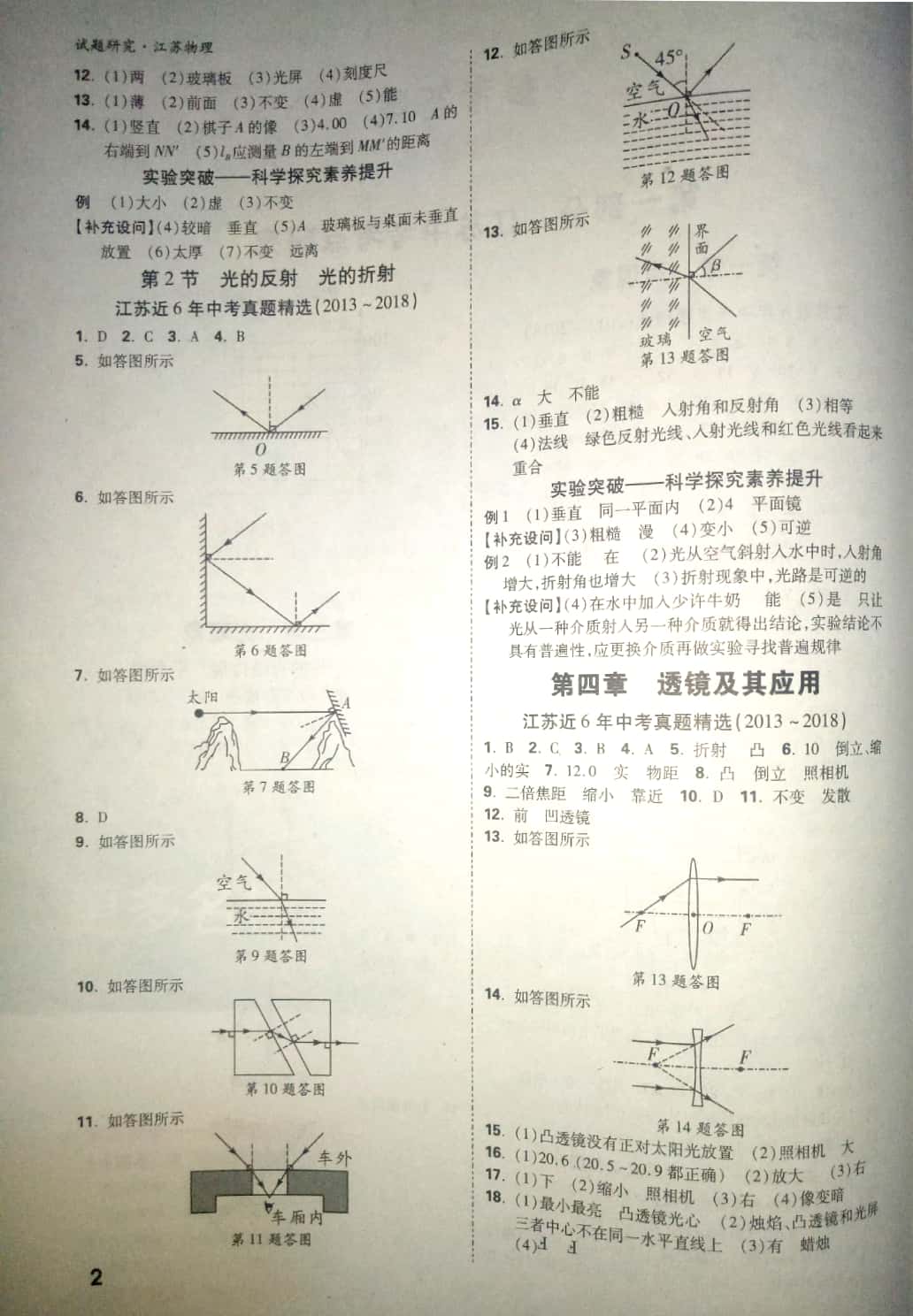 2019年萬(wàn)唯教育中考試題研究物理中考用書(shū)江蘇專(zhuān)版 參考答案第2頁(yè)