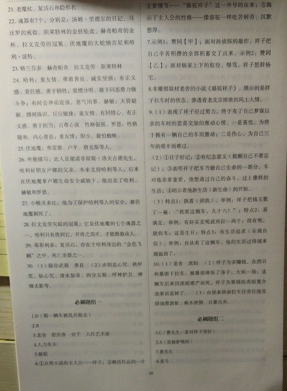 2019年名著幫幫團(tuán)名著導(dǎo)讀與訓(xùn)練七年級語文下冊人教版 參考答案第6頁