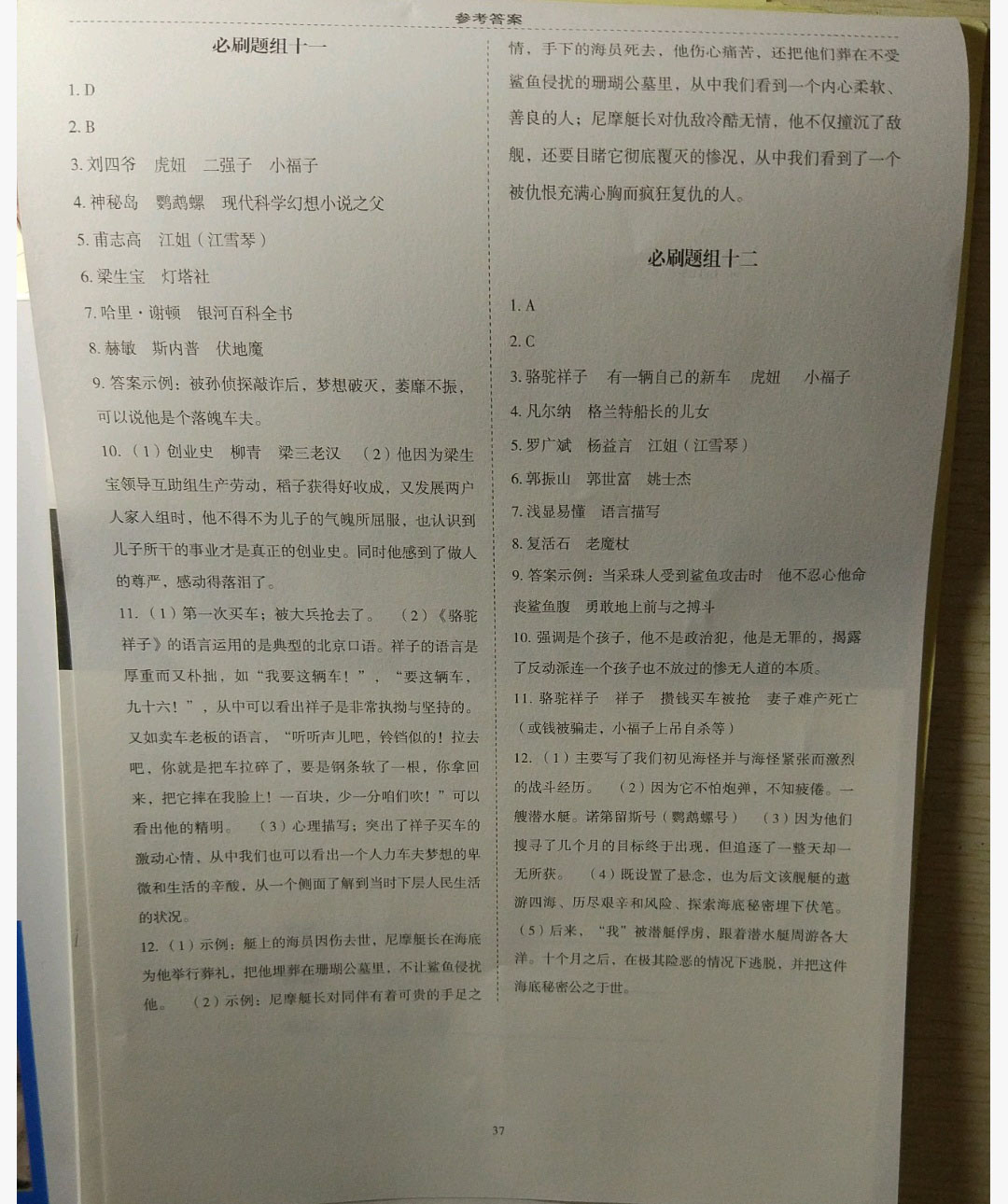 2019年名著幫幫團名著導讀與訓練七年級語文下冊人教版 參考答案第13頁