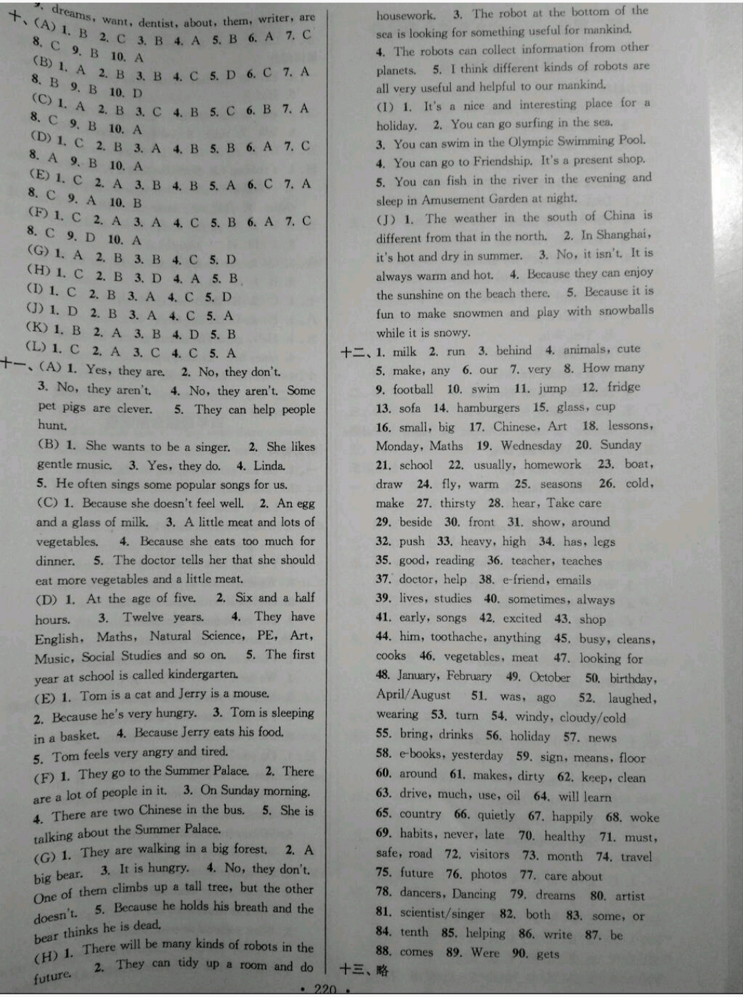 2019年自主創(chuàng)新作業(yè)六年級英語淮安版 參考答案第10頁