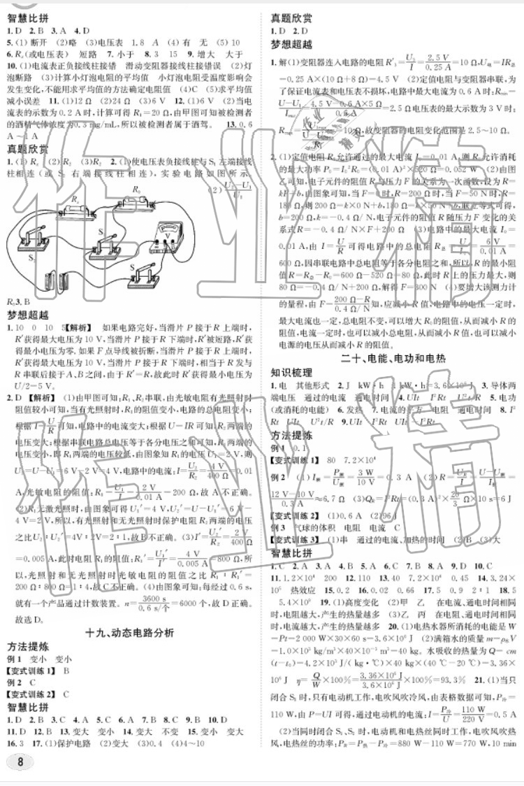 2019年中考總復(fù)習(xí)九年級(jí)物理中考用書 參考答案第8頁(yè)