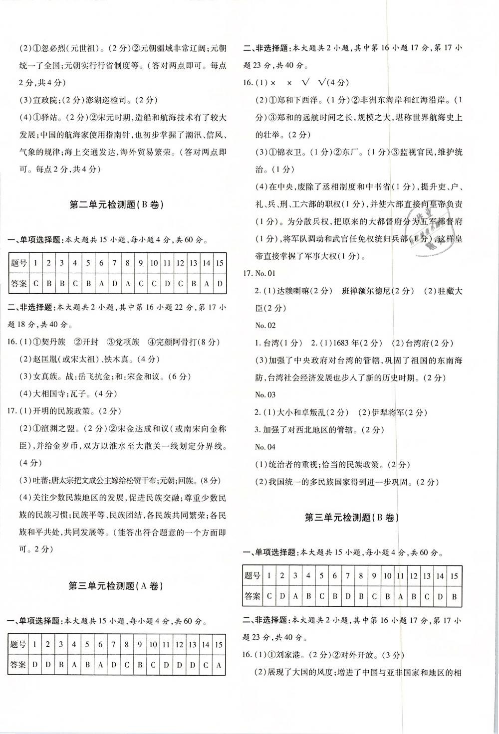 2019年優(yōu)學(xué)1+1評價與測試七年級歷史下冊 參考答案第2頁