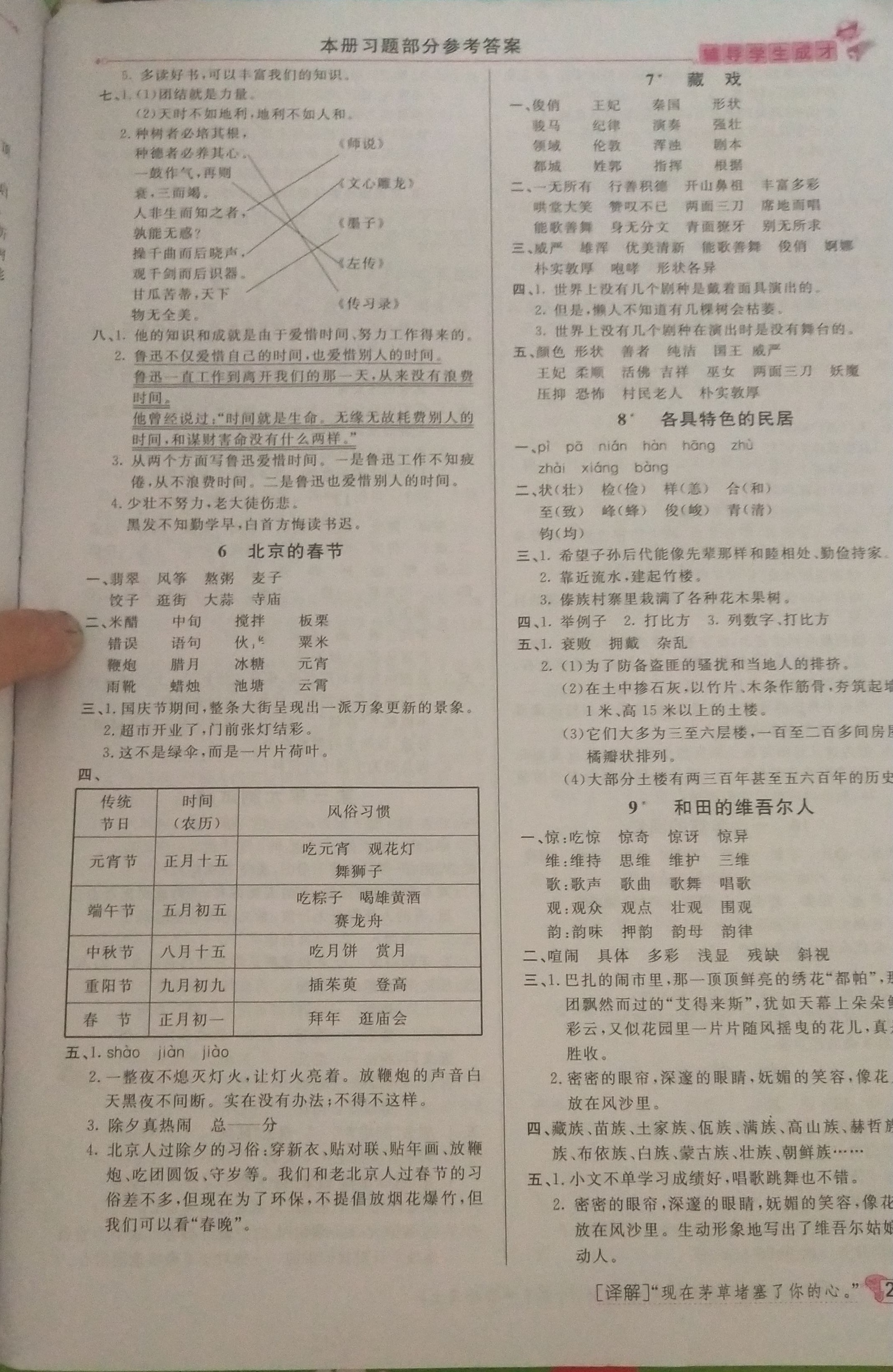 2019年我的笔记六年级语文下册人教版 参考答案第2页