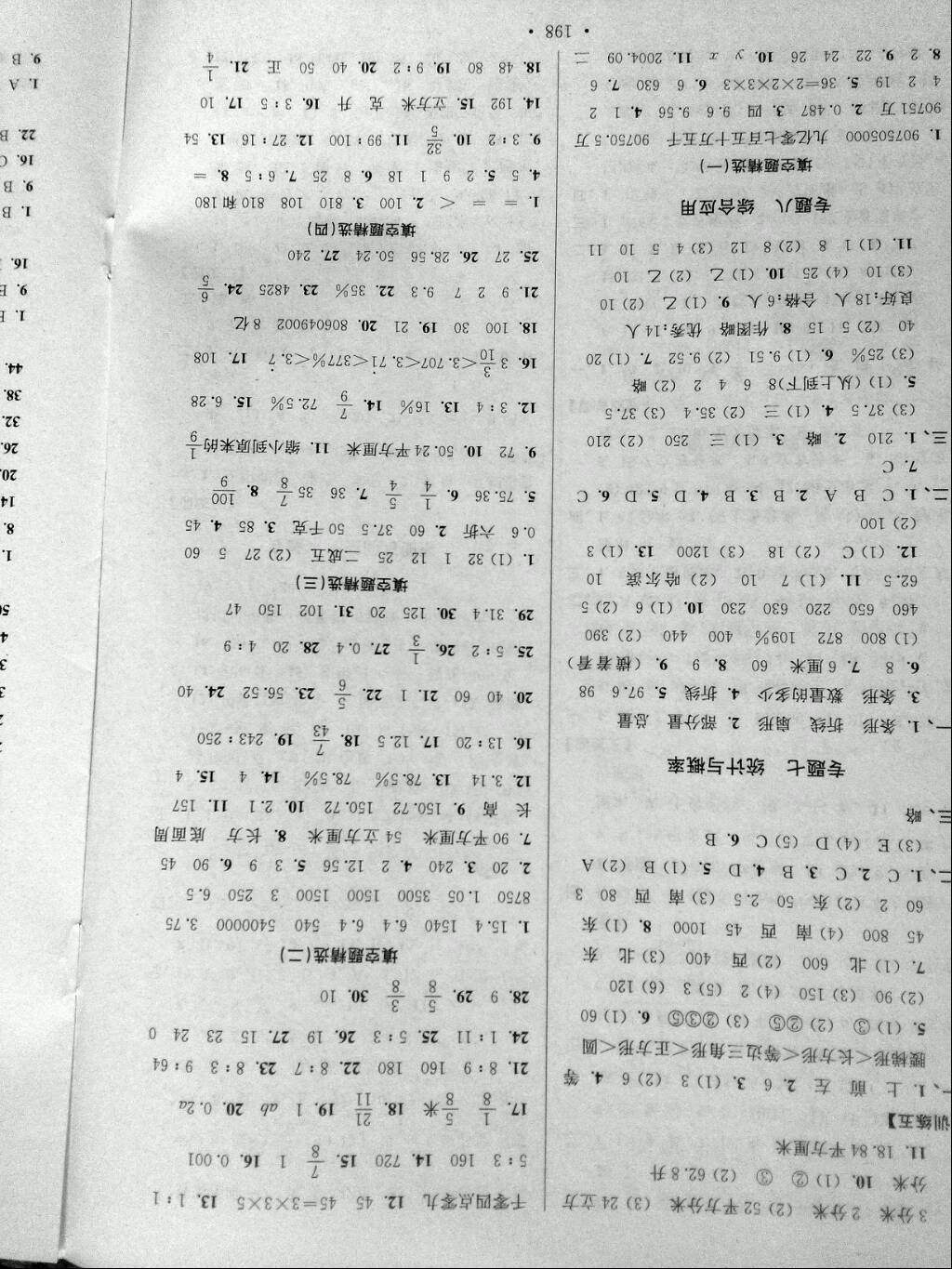 2019年自主創(chuàng)新作業(yè)六年級(jí)數(shù)學(xué)小升初用書人教版 參考答案第4頁