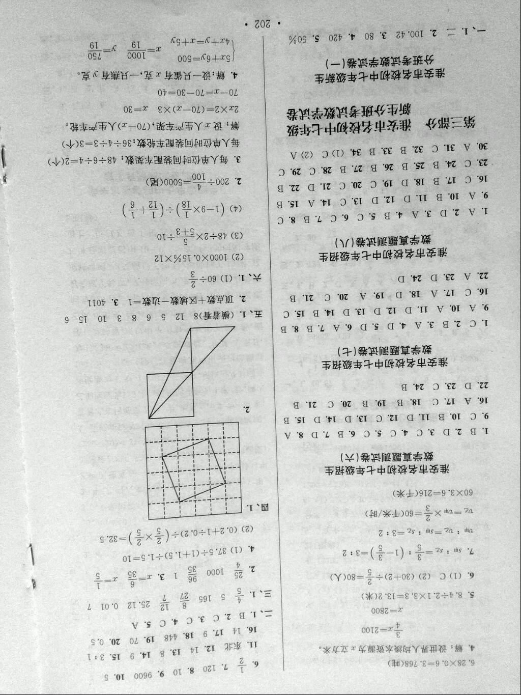 2019年自主創(chuàng)新作業(yè)六年級(jí)數(shù)學(xué)小升初用書人教版 參考答案第8頁