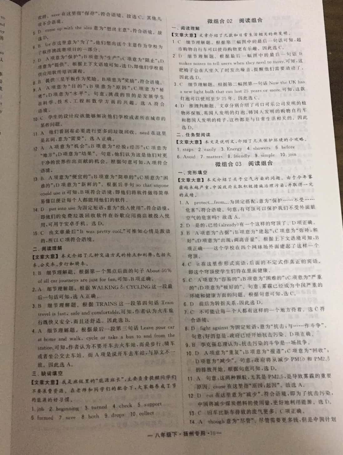 2019年經(jīng)綸學(xué)典學(xué)霸八年級英語下冊譯林版揚州專版 參考答案第19頁