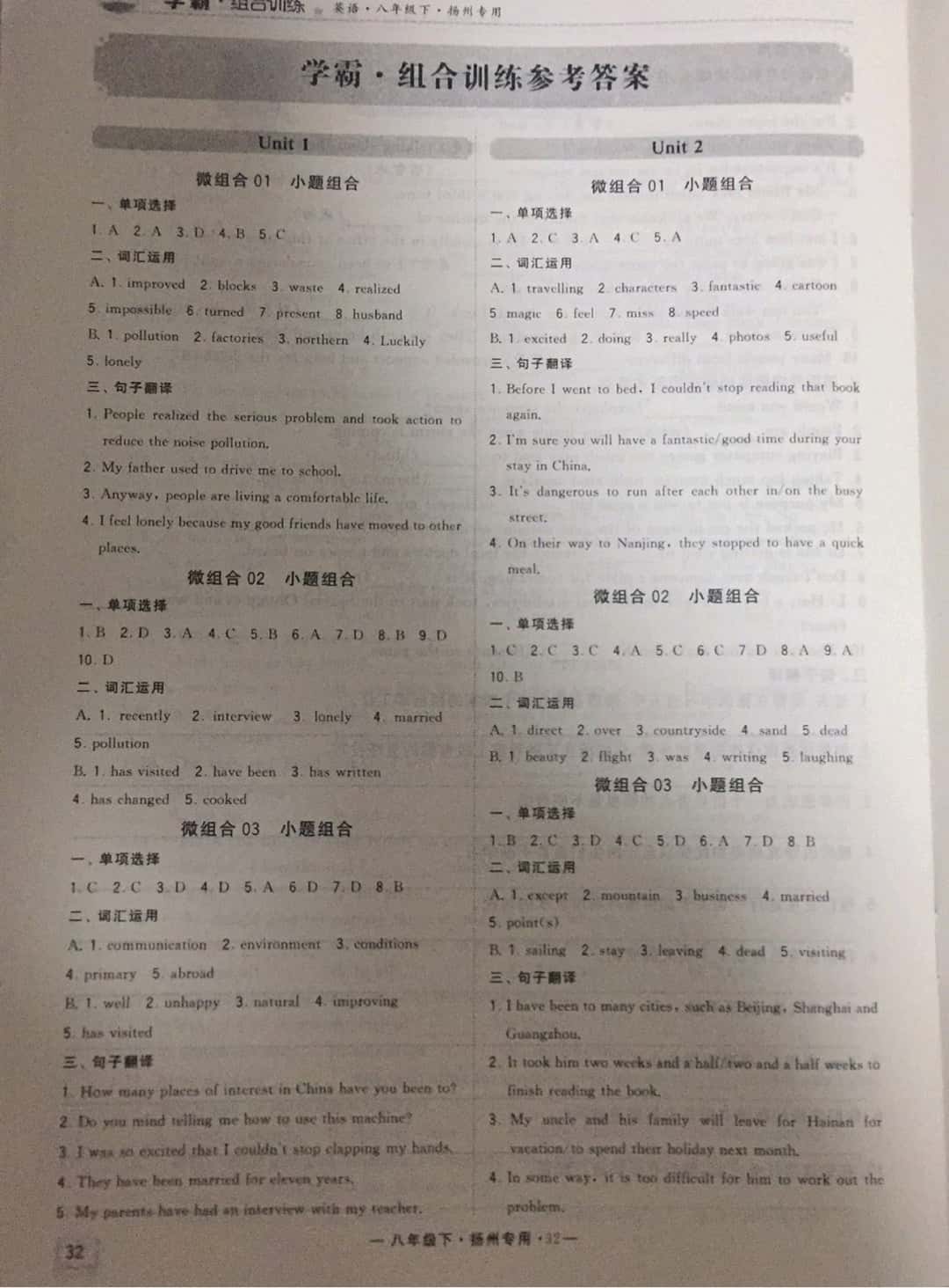 2019年經(jīng)綸學(xué)典學(xué)霸八年級英語下冊譯林版揚州專版 參考答案第25頁